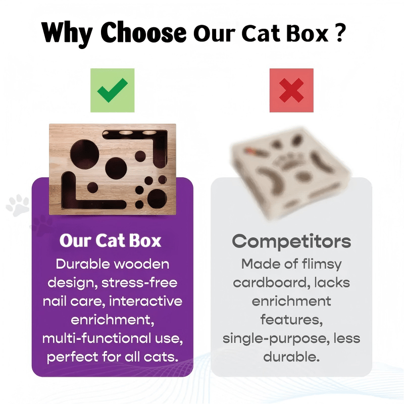Cilifer® 🎁😻✨Cat Scratch Puzzle Enrichment Box: Nail File Stress Free Alternative to Clippers and Grinders