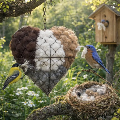 🐦Handmade Alpaca Fiber Bird Nesting Heart