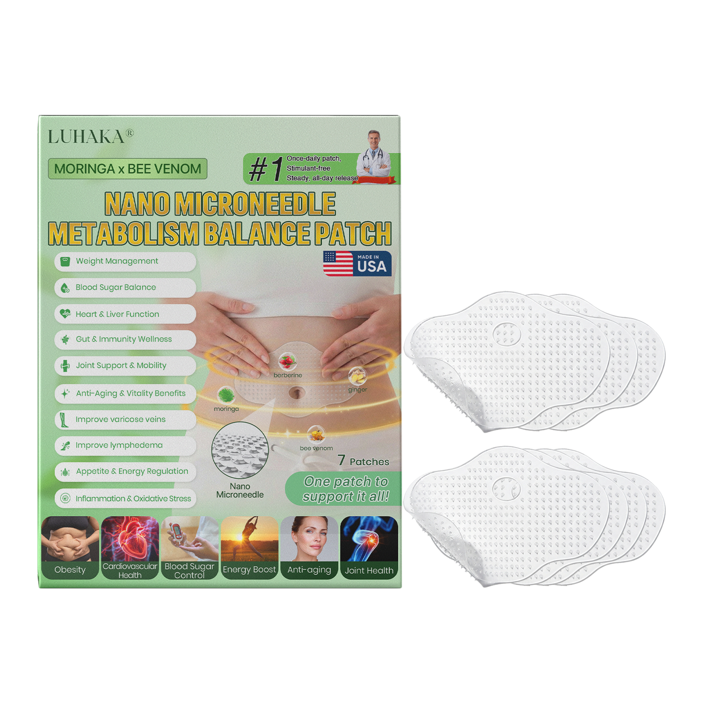 Lyyeto® Moringa Berberine + NAD+ 10-in-1 Nano Microneedle Patch(Just once a day, visible changes in 7 days)
