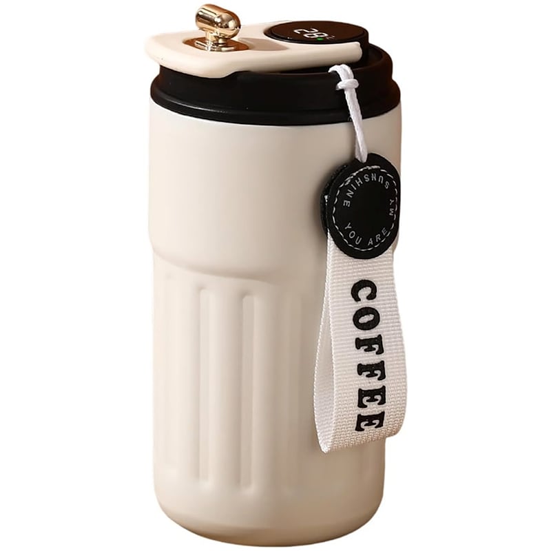 🎁🎁Christmas gift🎁450ml Stainless Steel Travel Mug with Temperature Display - Vacuum Insulated Bottle. Stainless Steel Insulated Cup. Portable Coffee Bottle Cap
