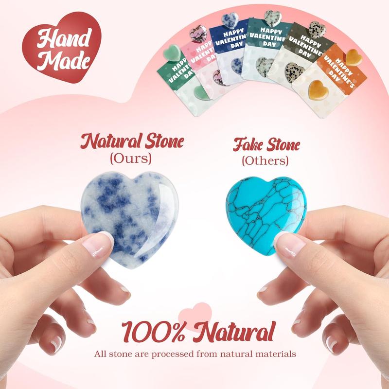 Cilifer®   Valentine's Day Gem Gifts for Kids&Adults – 24 Pack Prefilled Cards with Heart-Shaped Gemstones