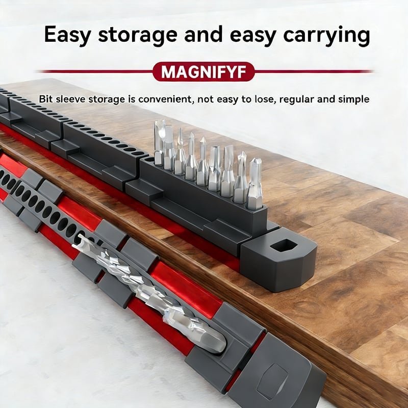 Pro-Series Aluminum Magnetic Hex Bit Organizer | 40-Slot 1/4 Drive Holder