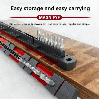 Pro-Series Aluminum Magnetic Hex Bit Organizer | 40-Slot 1/4 Drive Holder