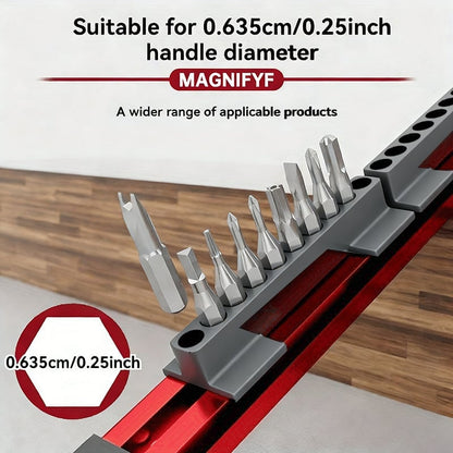 Pro-Series Aluminum Magnetic Hex Bit Organizer | 40-Slot 1/4 Drive Holder