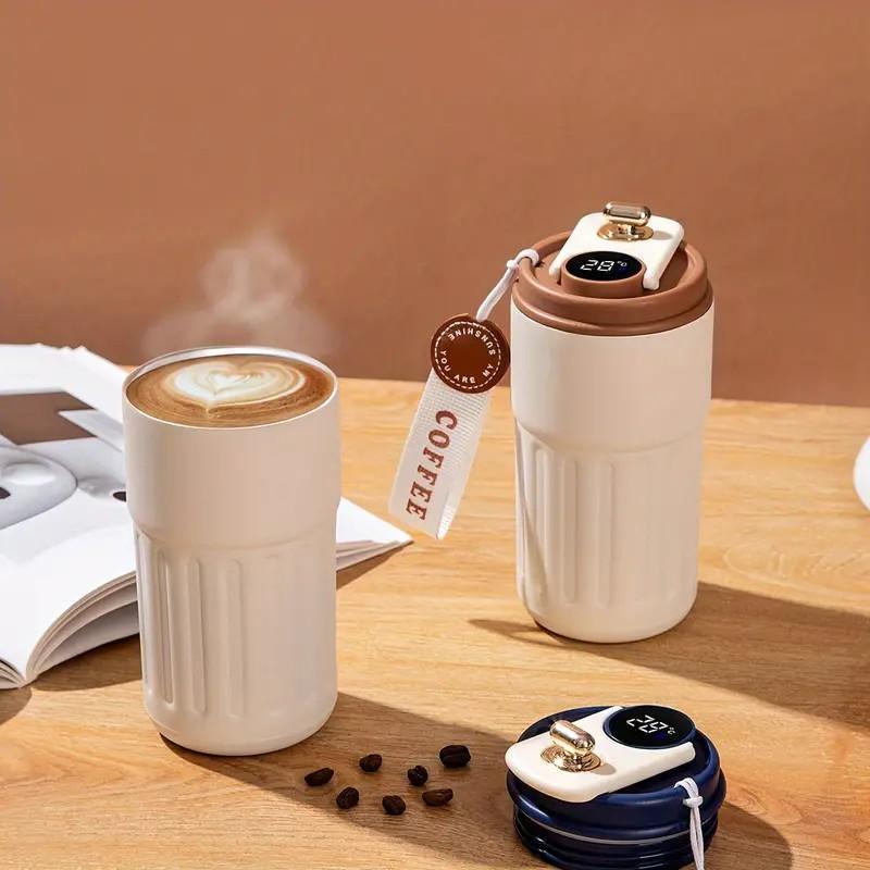🎁🎁Christmas gift🎁450ml Stainless Steel Travel Mug with Temperature Display - Vacuum Insulated Bottle. Stainless Steel Insulated Cup. Portable Coffee Bottle Cap