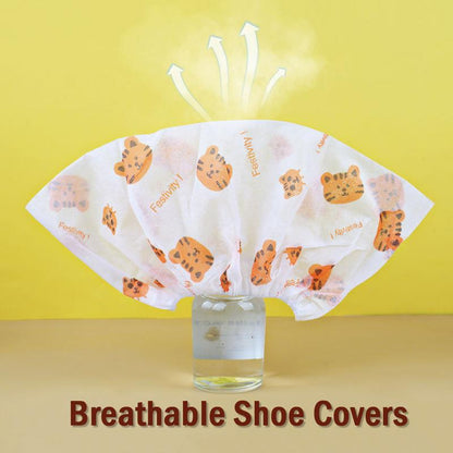 🌟 Easy Wear. Easy Clean – Thickened Disposable Cartoon Shoe Covers. Non-Slip & Anti-Dirty(100 pcs)
