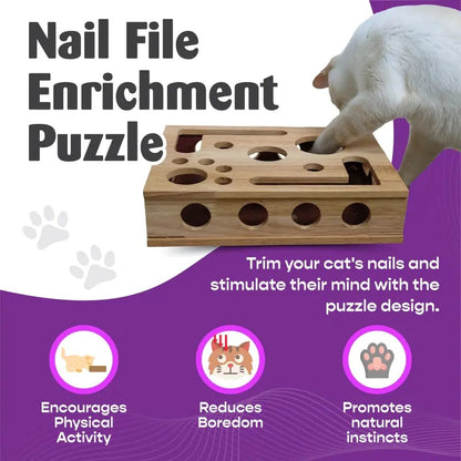 Cilifer®   🎁😻✨Cat Scratch Puzzle Enrichment Box: Nail File Stress Free Alternative to Clippers and Grinders