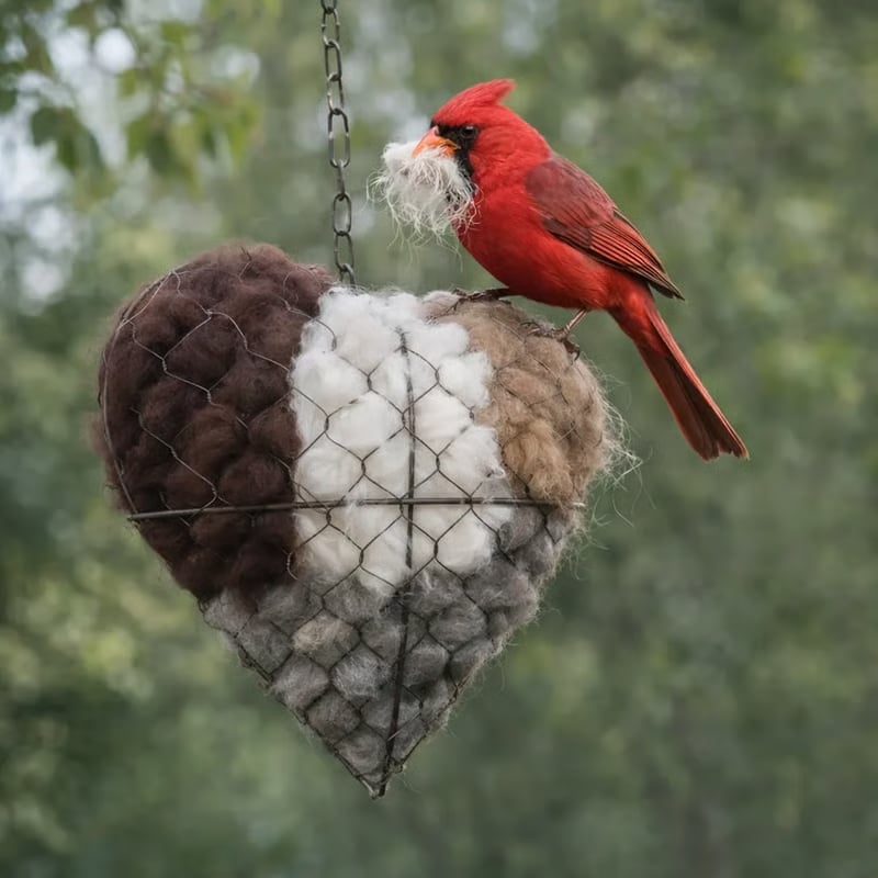 🐦Handmade Alpaca Fiber Bird Nesting Heart