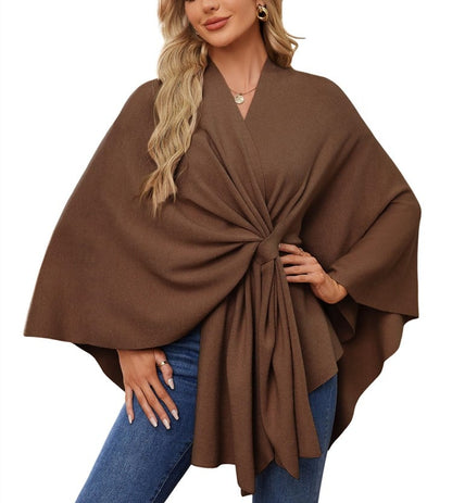🔥Elegant Shawl Wraps Soft Open Front Poncho Sweater