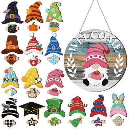 Cilifer®   💫Interchangeable Wooden Gnome Decor Holiday Seasonal Gnome Decorations🚪