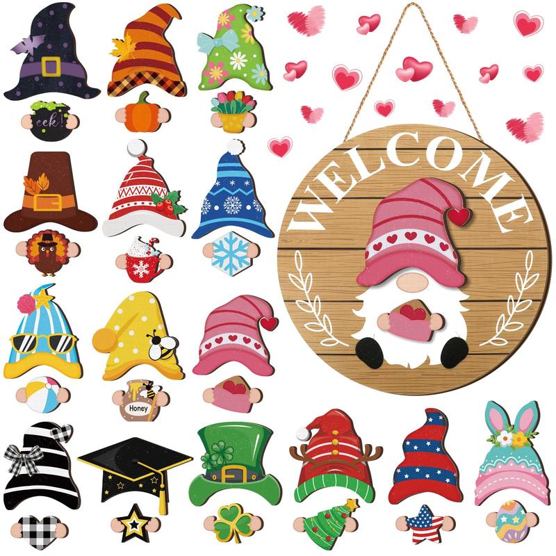 Cilifer®   💫Interchangeable Wooden Gnome Decor Holiday Seasonal Gnome Decorations🚪