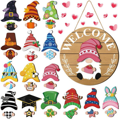 Cilifer®   💫Interchangeable Wooden Gnome Decor Holiday Seasonal Gnome Decorations🚪