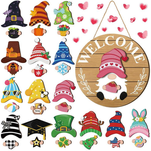 Cilifer®   💫Interchangeable Wooden Gnome Decor Holiday Seasonal Gnome Decorations🚪