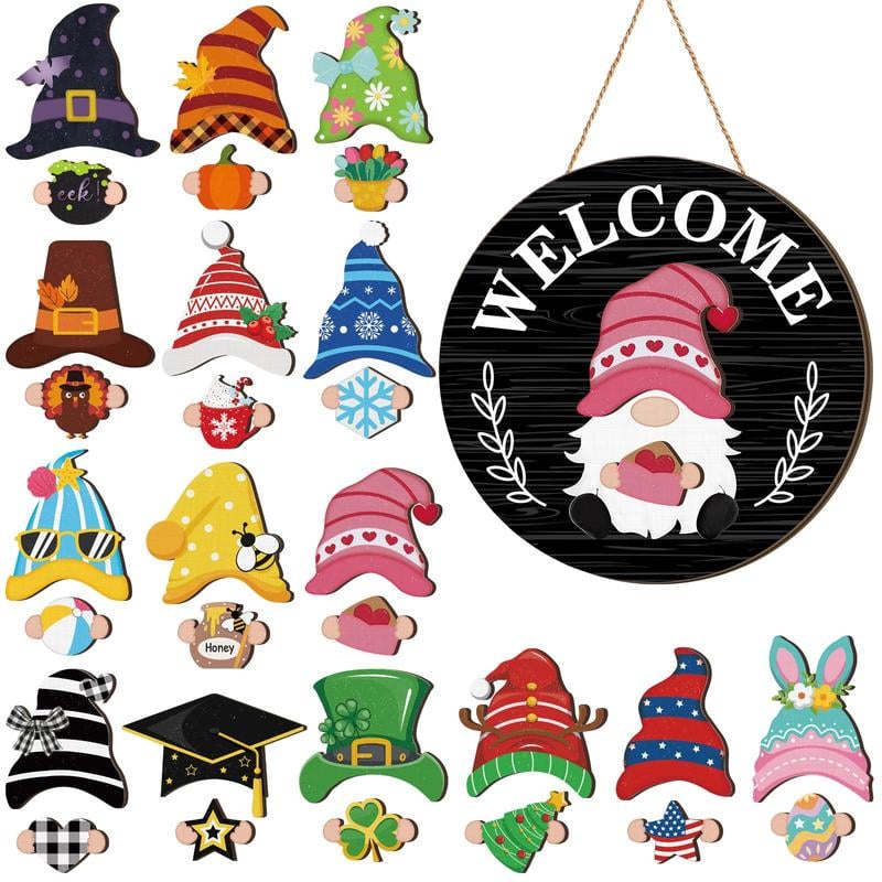 Cilifer®   💫Interchangeable Wooden Gnome Decor Holiday Seasonal Gnome Decorations🚪