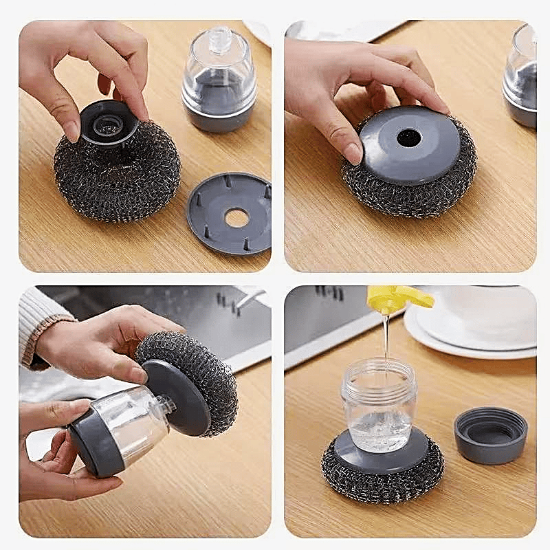 Cilifer®   🧽 Comfort Grip Soap Dispensing Kitchen Scrub
