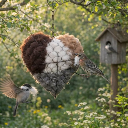 🐦Handmade Alpaca Fiber Bird Nesting Heart