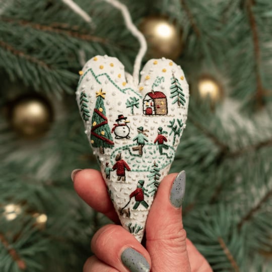 💖DIY Heart Shaped Hand Embroidered Christmas Finished product/DIY material kit