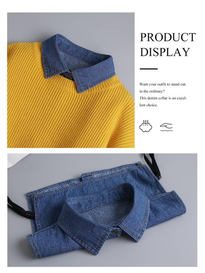 Sfrcord® Denim False Collar – The Ultimate Layering Essential for Women 👕✨