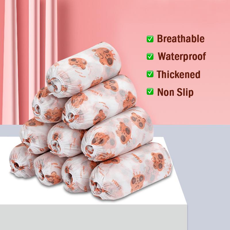 🌟 Easy Wear. Easy Clean – Thickened Disposable Cartoon Shoe Covers. Non-Slip & Anti-Dirty(100 pcs)