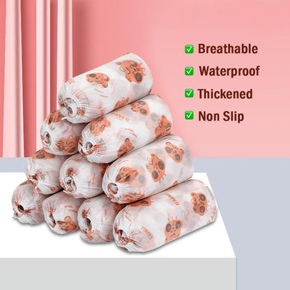 🌟 Easy Wear. Easy Clean – Thickened Disposable Cartoon Shoe Covers. Non-Slip & Anti-Dirty(100 pcs)