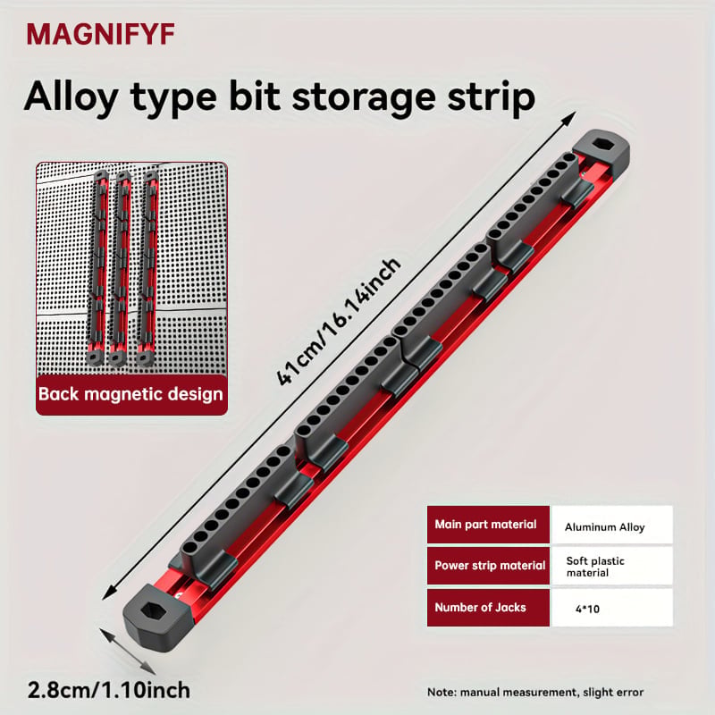 Pro-Series Aluminum Magnetic Hex Bit Organizer | 40-Slot 1/4 Drive Holder