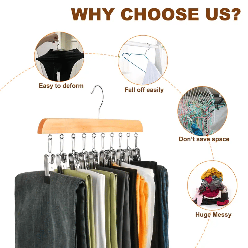Cilifer®   Closet Organizer with 10 Clips - Space Saving Hanging Closet Organizer