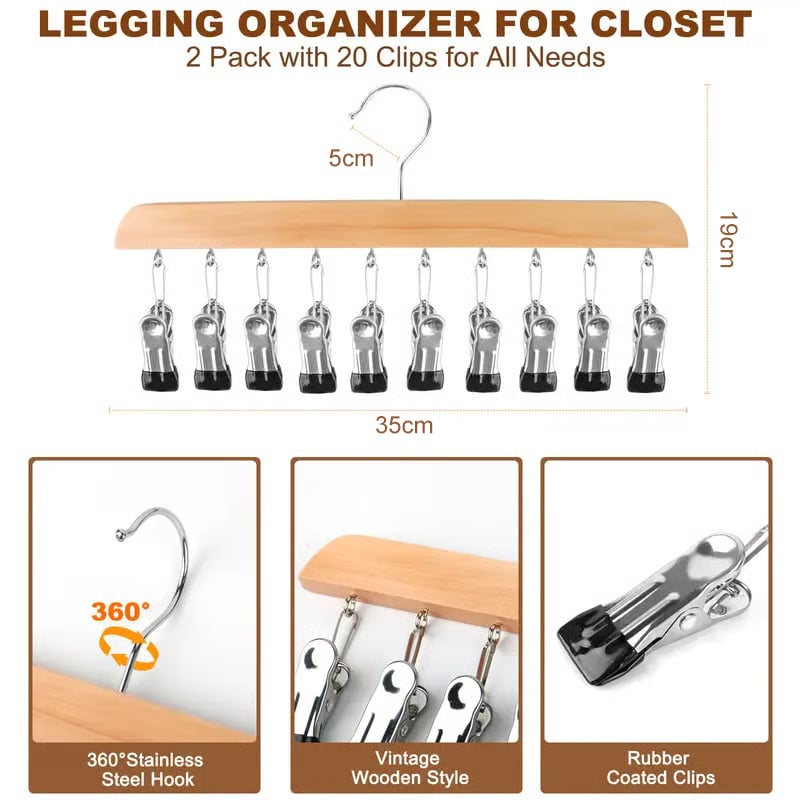Cilifer®   Closet Organizer with 10 Clips - Space Saving Hanging Closet Organizer