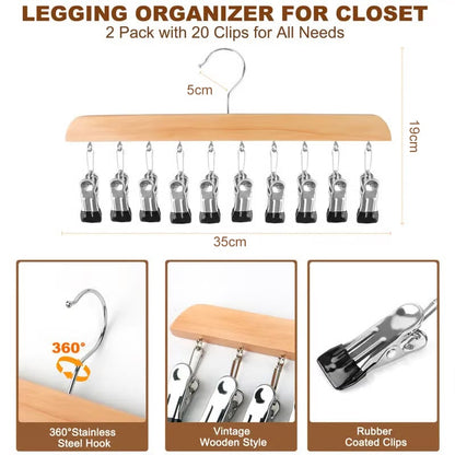 Cilifer®   Closet Organizer with 10 Clips - Space Saving Hanging Closet Organizer