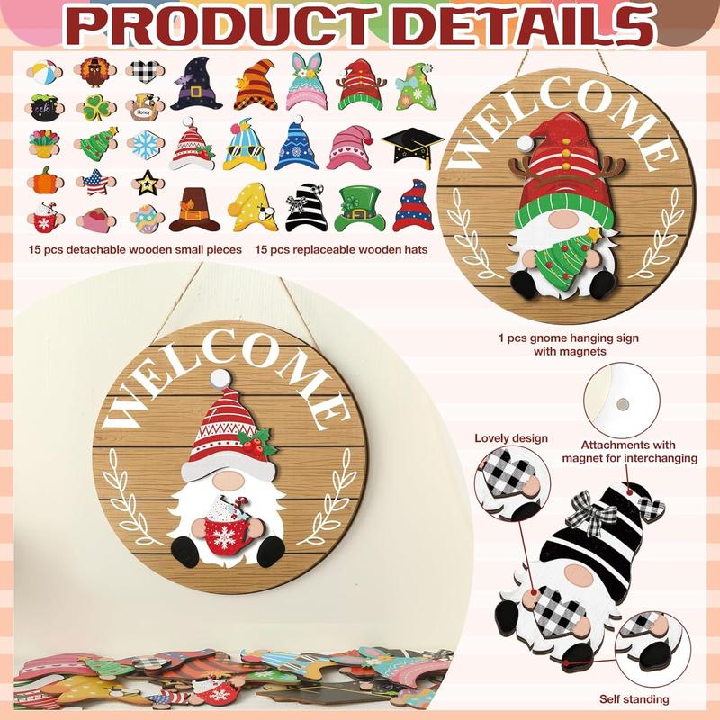 Cilifer®   💫Interchangeable Wooden Gnome Decor Holiday Seasonal Gnome Decorations🚪