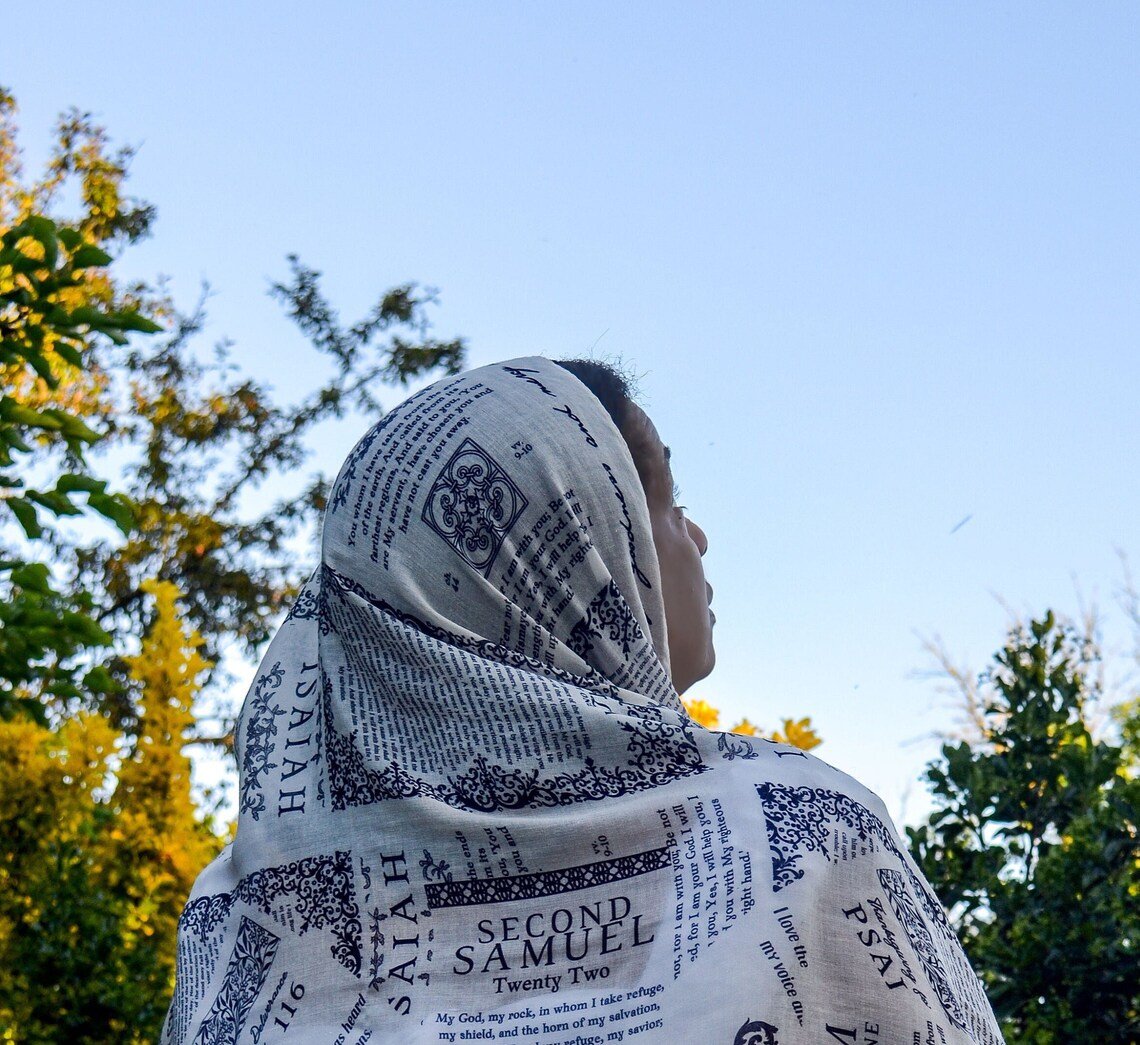 ✝️Handcrafted Christian Prayer Shawl: Protection Bible Verse Scarf. Yeshua Scripture Wrap🙏