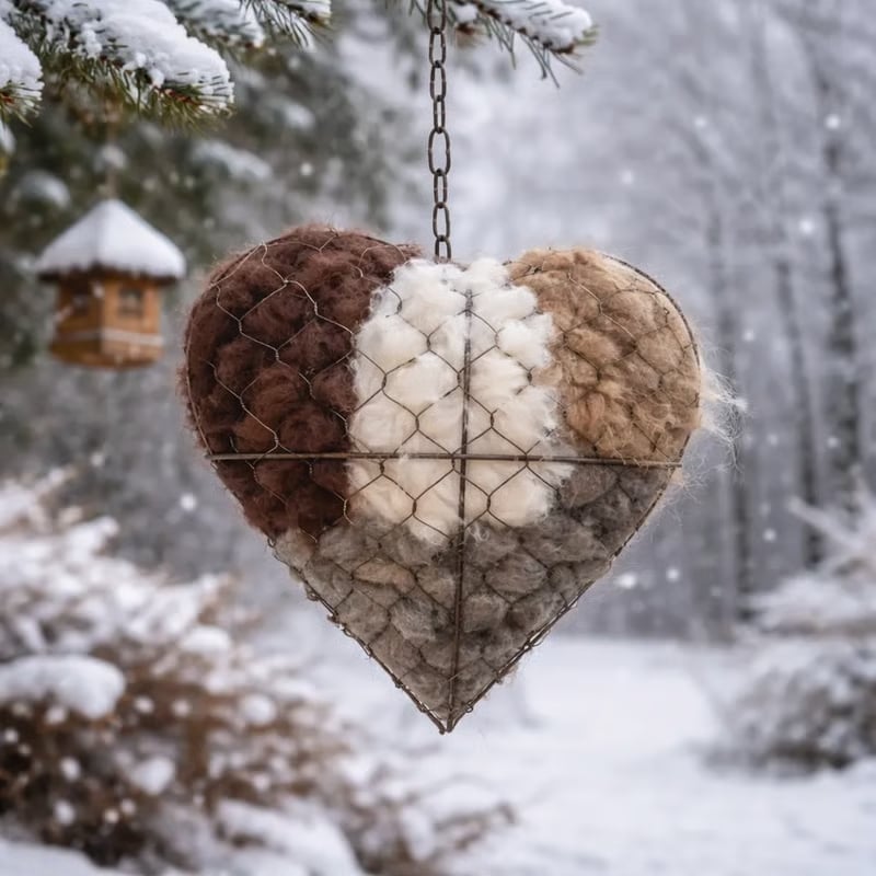 🐦Handmade Alpaca Fiber Bird Nesting Heart