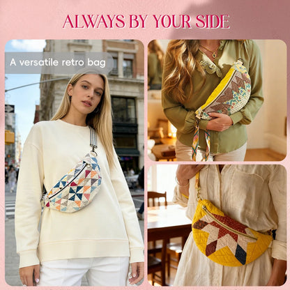 🔥Vintage-Inspired Patchwork Quilted Sling Bag