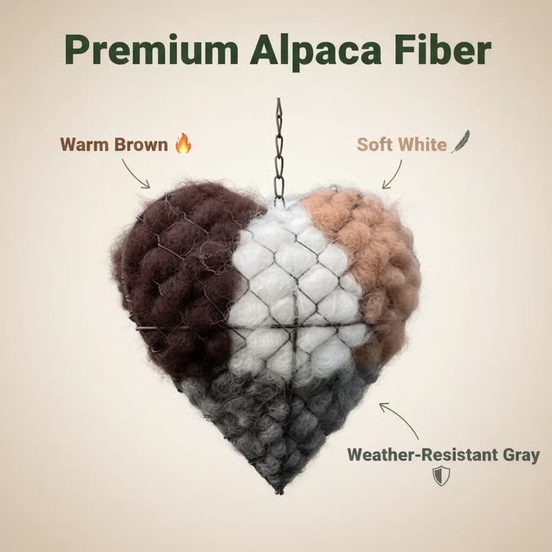 🐦Handmade Alpaca Fiber Bird Nesting Heart