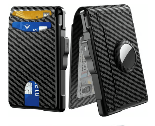 ✨Wallet - With Pop Up Aluminum Case Money Clip Slim Leather Slots Credit Card Holder RFID Blocking Bifold Minimalist Wallet