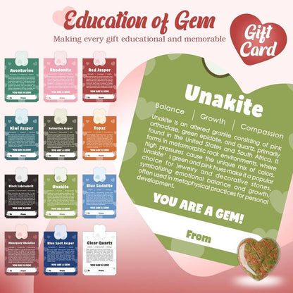 Cilifer®   Valentine's Day Gem Gifts for Kids&Adults – 24 Pack Prefilled Cards with Heart-Shaped Gemstones