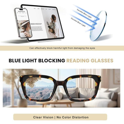 Cilifer®   ✨👓Tortoiseshell Reading Glasses – Blue Light Blocking Oversized Square Readers
