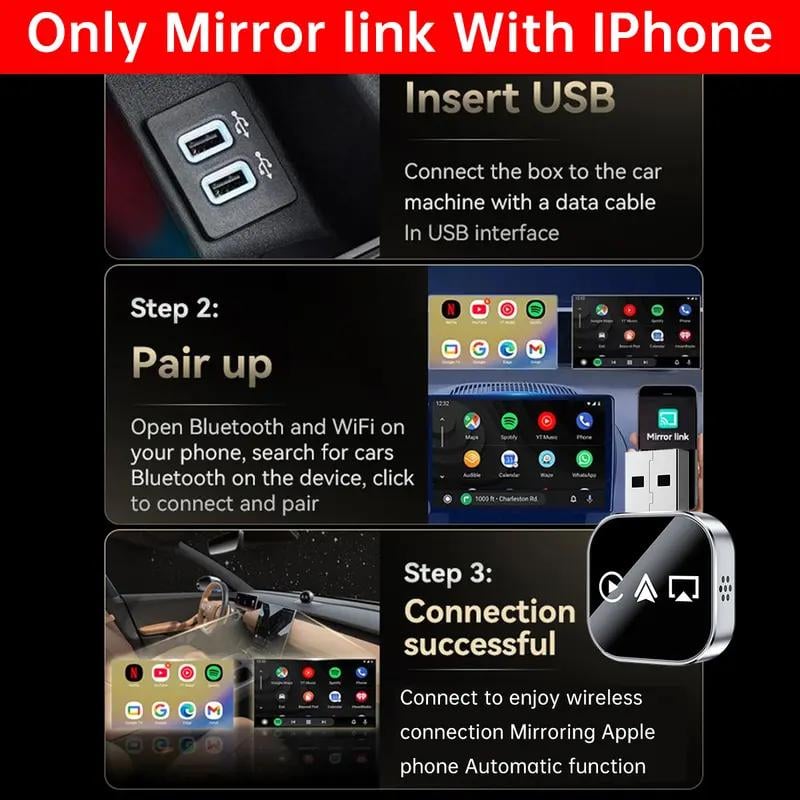 Cilifer®   🎉2026 Upgrade 3 in 1 Screen Mirror iOS Phone. wired to wireless Carplay adapter