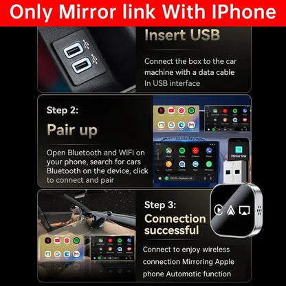 Cilifer®   🎉2026 Upgrade 3 in 1 Screen Mirror iOS Phone. wired to wireless Carplay adapter
