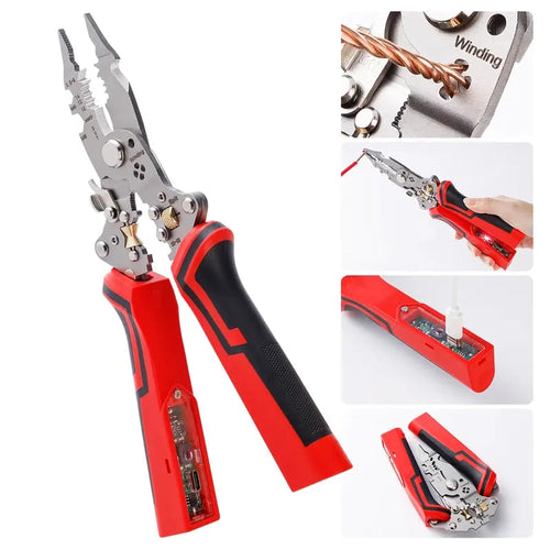 Cilifer®   16 in 1 Wire Stripper Twister for Cutting and Pulling Wires.Cable Scissors.Voltage Tester Pliers. 12V to 250V Live.Null.Hot Wire Judgment AC DC. Audible and Flashing LED Alarms