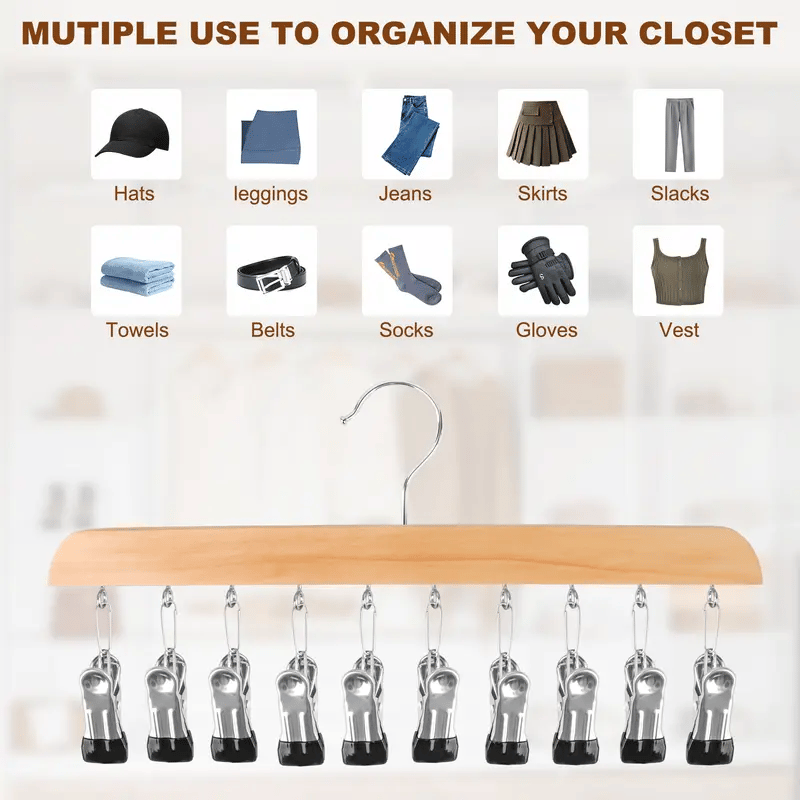 Cilifer®   Closet Organizer with 10 Clips - Space Saving Hanging Closet Organizer