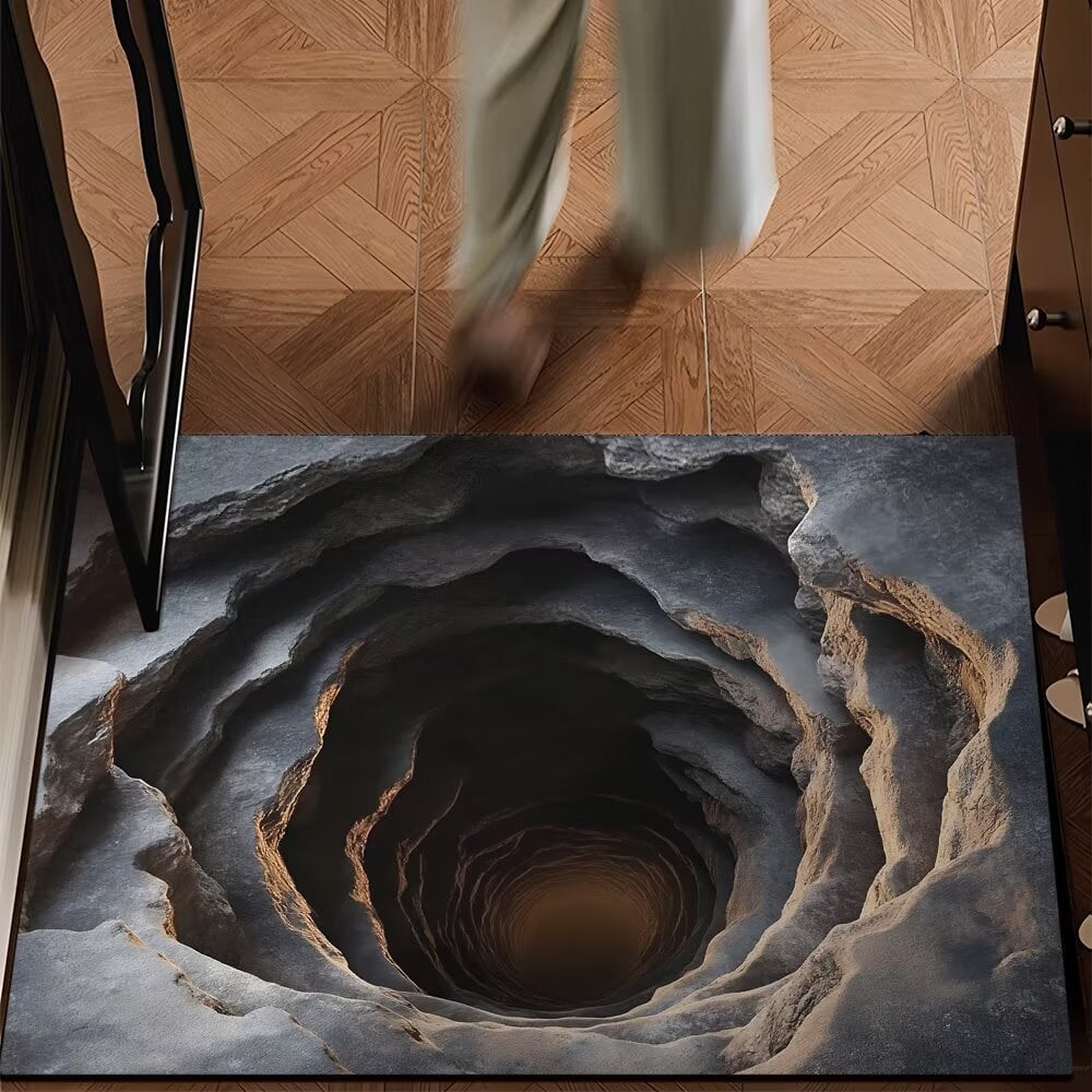 🔥Visual Illusion Endless Abyss Pattern HD Printed Non-Slip Doormat😃Same as in the video