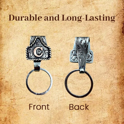 Handmade Cow Tag Belt  Key Holder with Custom Initial.