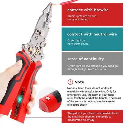 Cilifer®   16 in 1 Wire Stripper Twister for Cutting and Pulling Wires.Cable Scissors.Voltage Tester Pliers. 12V to 250V Live.Null.Hot Wire Judgment AC DC. Audible and Flashing LED Alarms