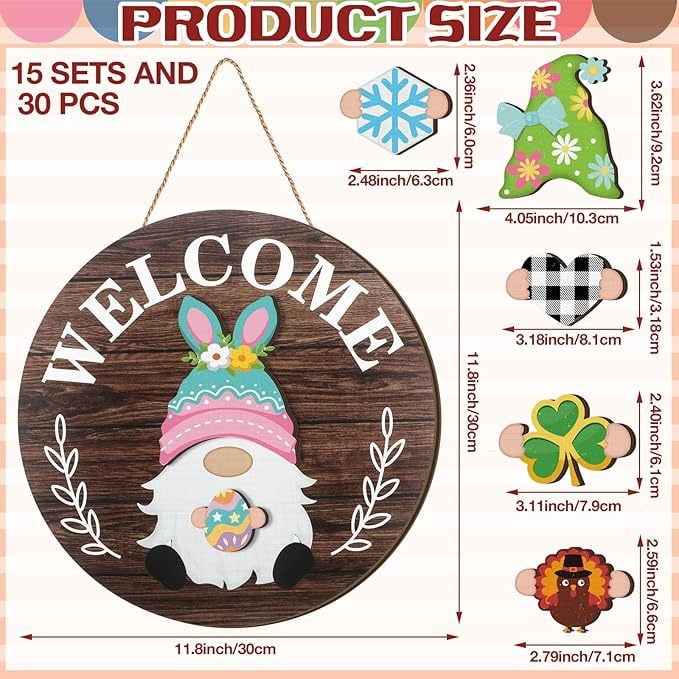 Cilifer®   💫Interchangeable Wooden Gnome Decor Holiday Seasonal Gnome Decorations🚪