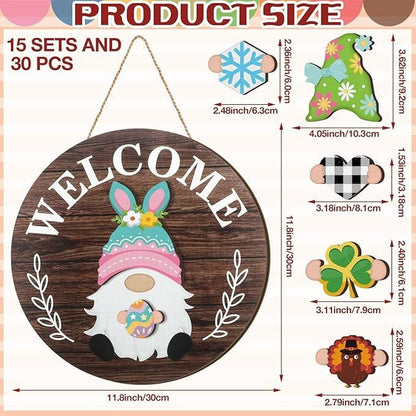 Cilifer®   💫Interchangeable Wooden Gnome Decor Holiday Seasonal Gnome Decorations🚪