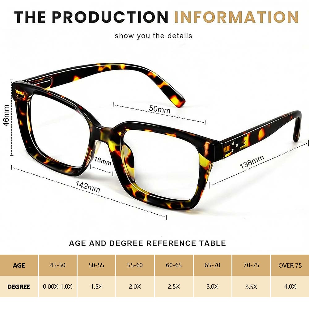 Cilifer®   ✨👓Tortoiseshell Reading Glasses – Blue Light Blocking Oversized Square Readers