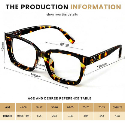 Cilifer®   ✨👓Tortoiseshell Reading Glasses – Blue Light Blocking Oversized Square Readers