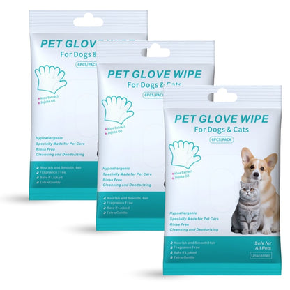 🔥Rinse-Free Dog Shampoo Mitts – Hypoallergenic Pet Bath Wipes. 6 Packs