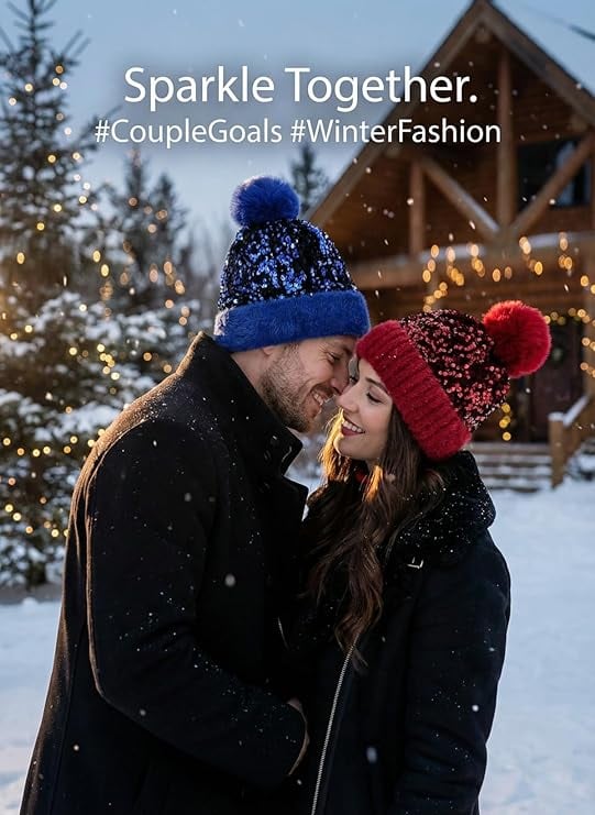 C.C Sequin Fur Pom Beanie