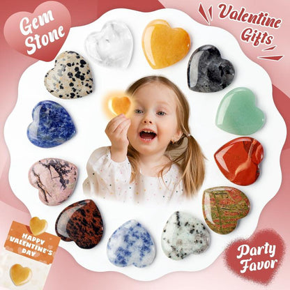 Cilifer®   Valentine's Day Gem Gifts for Kids&Adults – 24 Pack Prefilled Cards with Heart-Shaped Gemstones